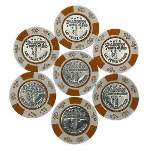 Lot of 7 1985 Stardust Casino Las Vegas Nevada $1 Chips